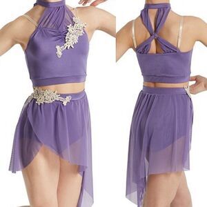 Weissman dance costume 2 piece lavender purple Something In The Water 11582 MA